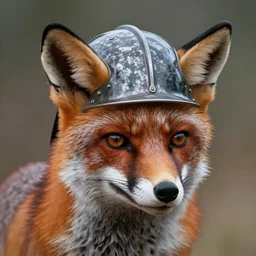 'a fox face with a helmet on the head, hyperrealistic, ultrarealistic, intricate details, 4k, unreal 5, digital art'