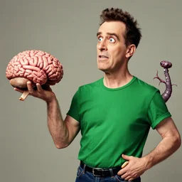 Parasitic Helminth man wearing green shirt brandishing a decomposing human brain dave dorman guillem h. pongiluppi luigi serafini norman rockwell