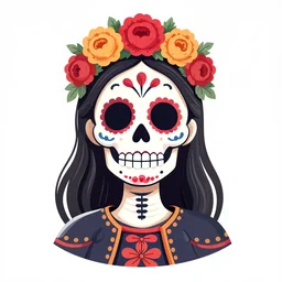 Illustration of a sugar skull day of the dead girl, art by James Jean