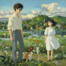 A beautiful landscape painting of the future by Alfons Maria Mucha and Julie Dillon and Makoto Shinkai