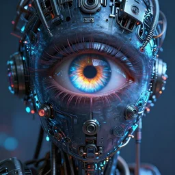 portrait of a mystical giant eye, mechanic, dystopian, ( ( cyberpunk ) ), intricate, ( ( ( abstract ) ) ), cinematic, glow, neons, octane render, wlop, greg rutkowski, dan mumford, artgerm