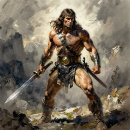 Conan the barbarian drawing by frank frazetta