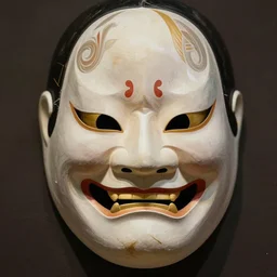 obeshimi japanese mask god, close - up portrait, powerfull, intricate, elegant, volumetric lighting, scenery, digital painting, highly detailed, artstation, sharp focus, illustration, concept art, ruan jia, steve mccurry
