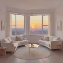 a y 2 k room, sunset, oil painting, pale colors, high detail, 8 k, wide angle, trending on artstation,