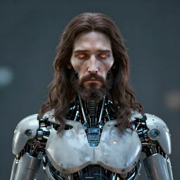 masterpiece portrait of cyborg jesus in the year 2045, 8k