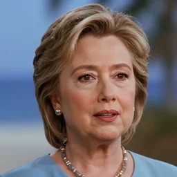 color still shot of hillary clinton on baywatch 1 9 8 9 tv show, face closeup,