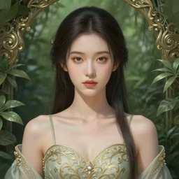 character concept portrait of a beautiful woman, in garden, intricate, elegant, highly detailed, digital painting, artstation, concept art, symmetry, smooth, sharp focus, illustration, art by artgerm and rutkowski and mucha by theodore ralli and nasreddine dinet and anders zorn and nikolay makovsky and edwin longsden long