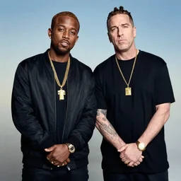 a photo of kayne west and eminem, studio photo, dynamic lighting, hdr, award winning photography, stunning scenery