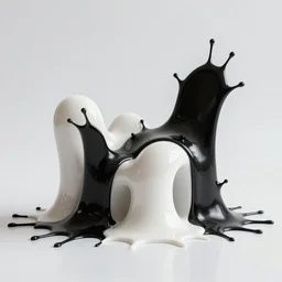 futuristic bioceramic generative design structures splashed with black paint, clean and crisp, sharp focus, highly reflective
