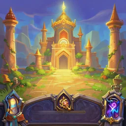 india ornamental, in concept art of main menu loading screen background. for russian mmorpg by katauri, artstation, behance, style of hearthstone