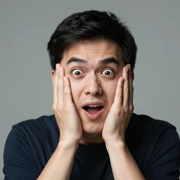 a skeptical person, exaggerated expression, portrait photo