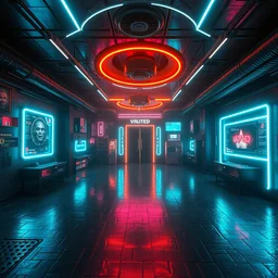 photo environement cyberpunk main room : 4, 4 k rtx hdr volume light concept studio matte painting environement digital illustration style cyberpunk 2 0 7 7 artstation artur tarnowski, mihai muscan, marcin tomalak, marta leydy, marcin stepien, charlotte hughes, zuzanna dabrowa neon bioluminiscence