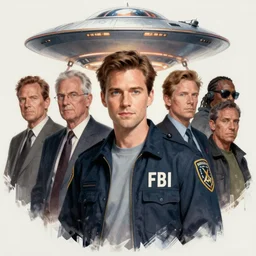 portrait shot of young david duchovny in x - files, fbi agent, ufo in background, intricate, elegant, highly detailed, centered, digital painting, artstation, concept art, smooth, sharp focus, illustration, artgerm, tomasz alen kopera, peter mohrbacher, donato giancola, joseph christian leyendecker, wlop, boris vallejo