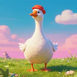 hero magican goose bird in retrowave style realistic 4k