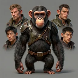 a dieselpunk portrait of an anthropomorphic chimpanzee character, by stephen gammell, by george ault, by jack gaughan, by victo ngai, artstation