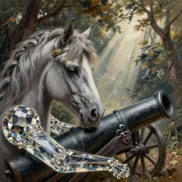 breathtaking detailed soft painting of an ashy face and horsehair ecusson and crystal arms, a canon where i fall through the light air and trees melee, rembrandt style, elegant, highly detailed, artstation, concept art, matte, sharp focus, art by tom bagshaw, and greg rutkowski