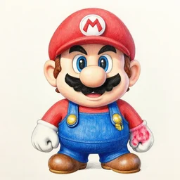 the witcher mario, pencil art on paper, highly detailed, looking defiantly at the camera, front!!, front look!!, mario face!!, mario body!!, nintendo style!!