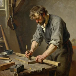 high quality high detail painting by ilya repin, carpenter working, hd