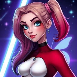 cartoon female character inspired by harley quinn and star butterfly from star vs force the evil, artwork by studios ghibli and rossdraws, anatomically correct, smooth, highly detailed, sharped focus