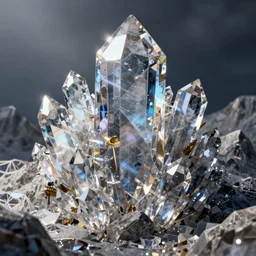 a mountain of crystals, pixiv, hyperrealistic