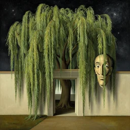 weeping willow with an entrance to the entire cosmos by rene magritte and salvadore dali