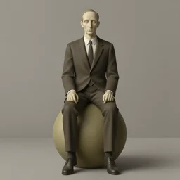 man sitting on a ball, by rene magritte