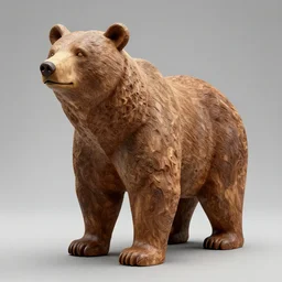 wooden sculpture detailed and full body of a bear, hyper realistic, greg rutkowski, trending at artstation