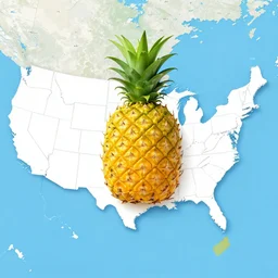map of the united states but florida peninsula is in the shape of an upside - down pineapple