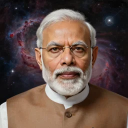 portrait of Narendra Modi in the space with nebulae, realistic painting, classical painting, high definition, digital art, dramatic lighting, matte painting, very detailed, realistic