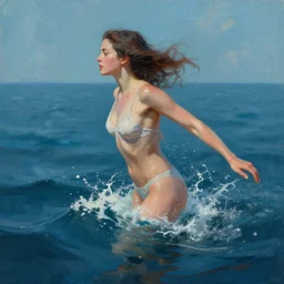 A woman merging out of the ocean, masterpiece digital painting by Alex Grey, Greg Rutkowski, artstation, 4k wallpaper