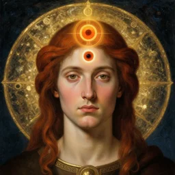 Pre-Raphaelite male portrait crown chakra third eye