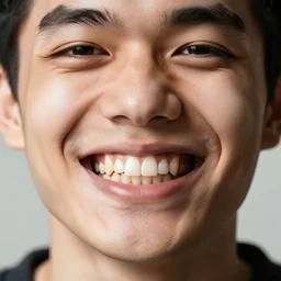 portrait of a man's face that is full of teeth
