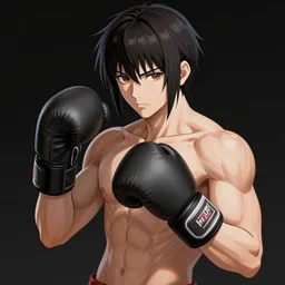 anime girl with muscles with boxing gloves, highly detailed, muscular, very beautiful face, digital art, pixiv fanbox, artstation, by greg rutkowski, wlop, miyazaki hayao