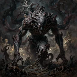 amazing detailed painting. disturbing, twisted, dark, evil