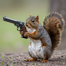 a squirrel holding a pistol, photo, national geographic