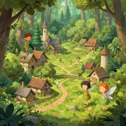 small woodland village of pixies, extremely detailed, sharp focus, wide view, full body shot, smooth, digital illustration, by, james jean, by rossdraws, frank franzzeta, sakimichan, jeremy lipking