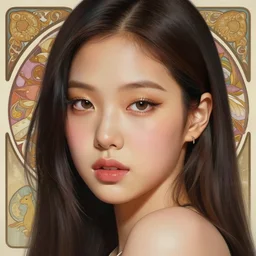 portrait of jossi of blackpink, highly detailed, digital painting, smooth, sharp focus, illustration, ultra realistic, 8 k, art by artgerm and alphonse mucha