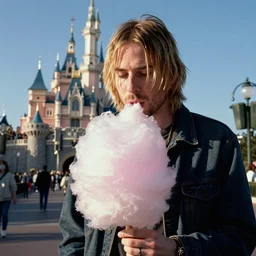 Kurt Cobain eating cotton candy at Disneyland