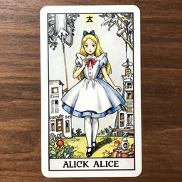 Punk Alice in wonderland tarot card , pen and ink, intricate line drawings, by Yoshitaka Amano, Ruan Jia, Kentaro Miura, Artgerm, watercolor