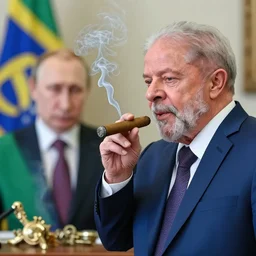 lula da silva smoking a cigar with putin, soviet paraphernalia, 4k