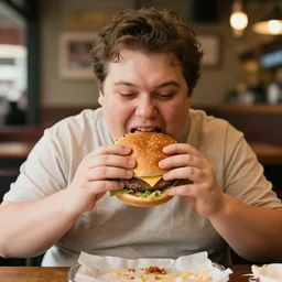 fatass eating a burger