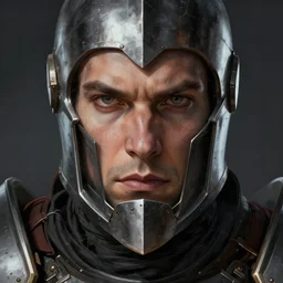the doomslayer as a realistic sci - fi knight, closeup portrait art by donato giancola and greg rutkowski, realistic face, digital art, trending on artstation, symmetry