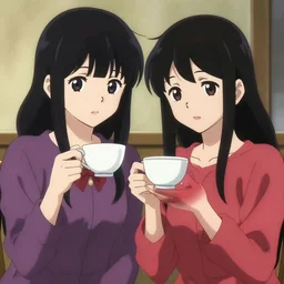 rina holding a teacup by junji ito and ayami kojima