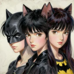 prompt : portrait of cat women from batman soft light painted by james jean and katsuhiro otomo and erik jones, inspired by akira anime, smooth face feature, intricate oil painting, high detail illustration, sharp high detail, manga and anime 1 9 9 9