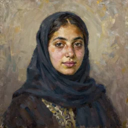 portrait of a tunesian woman ( 3 5 ) from tunesia in 2 0 2 1, an oil painting by ross tran and thomas kincade