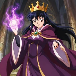 key anime visual portrait of a woman court wizard defending the king with magic, designed by mika pikazo, dynamic pose, dynamic perspective and angle, cinematic, film grain, detailed, intricate, at night, dramatic lighting, colorful, vivid