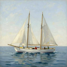 yachts in the style of Eric Ravilious