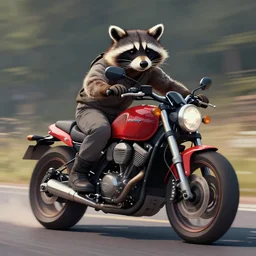 raccoon motorcycle,digital Art,greg rutkowski, trending on artstation, cinematic