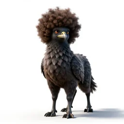 afro-haired hippogriff, high detail digital art, full body, standing, isolated on a pure white background, centered, whole figure in frame, sharp focus, studio lighting