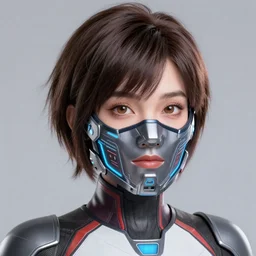 overwatch tracer wearing a digital cyberkinetic mask, digital art, pretty face, very beautiful face, very detailed eyes, ultra detailed, by wlop, greg rutkowski, full body